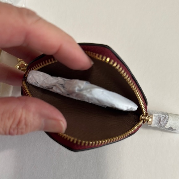 Coach CP368 Dark Ruby Leather Heart Coin Pouch Bag Charm Keychain NWT - Picture 5 of 13